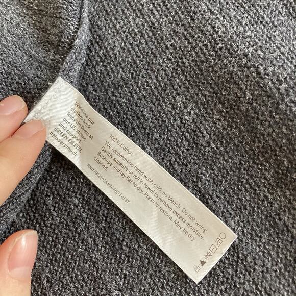 Eileen Fisher Women's Gray 100% Cotton Open Front Cardigan Est. Size L Lagenlook - Picture 5 of 9